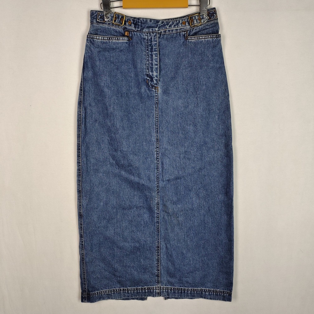 Lauren Ralph Lauren Jeans Co Blue Denim Maxi Skirt Buckle Waist Petite 6P